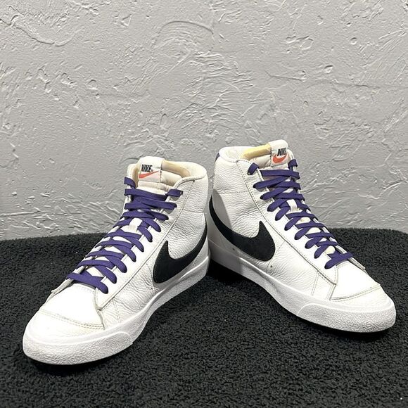 ?? NIKE Blazer Mid \'77 Vintage Leather SNEAKER Shoes White Purple Black Men Sz main image 13